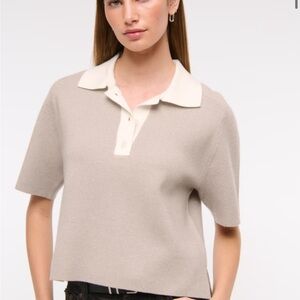 Abercrombie & Fitch Cream Short Sleeve Polo Top